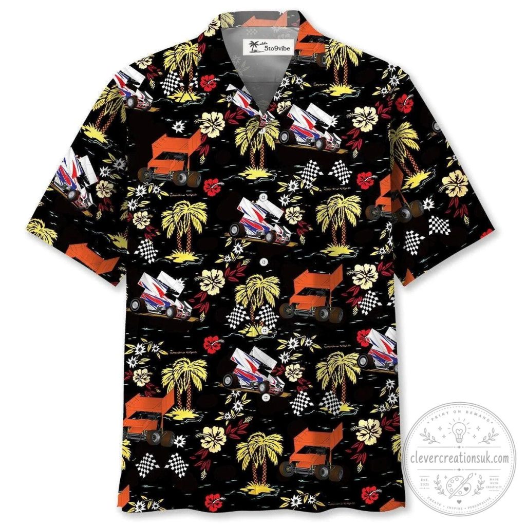 Dirt Track Racing Sprint Car Hawaiian Shirt for Men and Women
