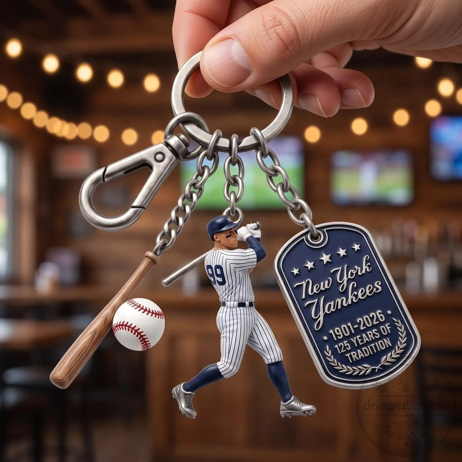 New York Yankees 125th Anniversary Baseball Player Commemorative Keychain