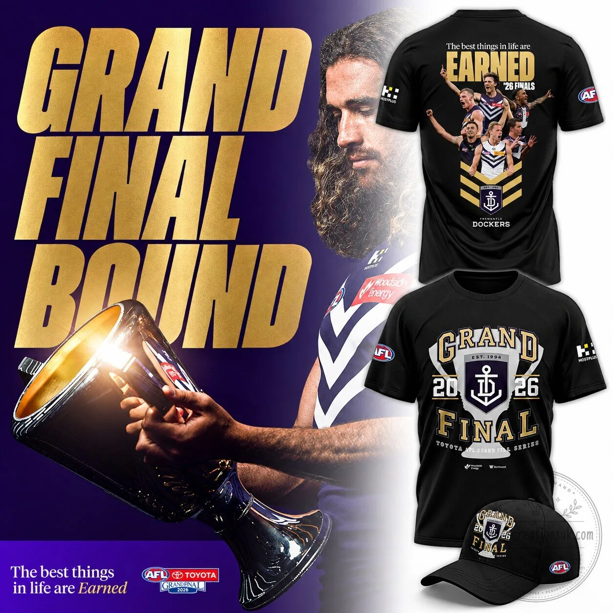 Fremantle Dockers 2026 Grand Final Bound Australian Rules Football T-Shirt