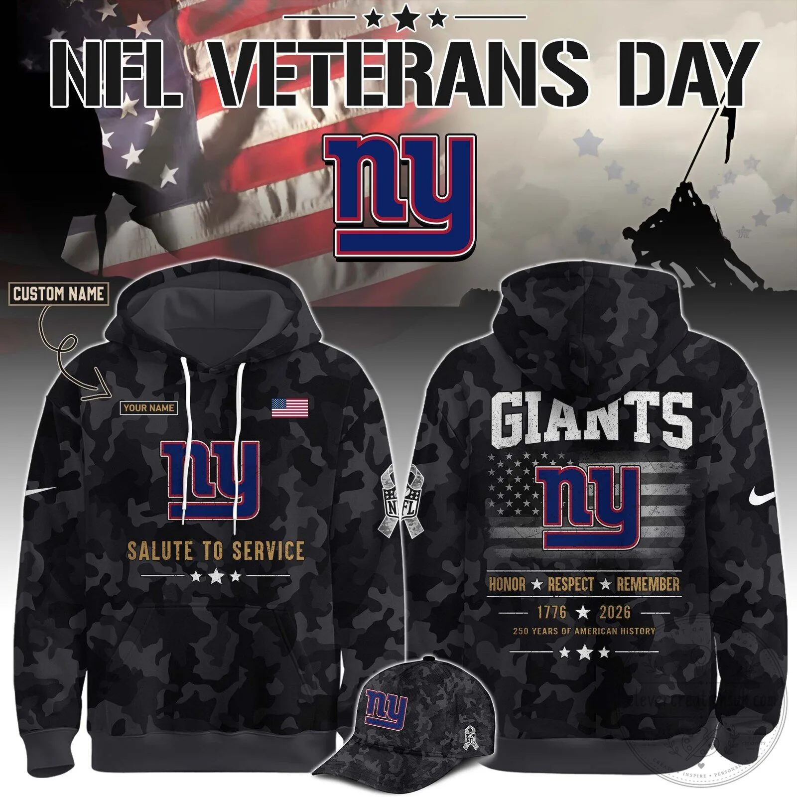 New York Giants Veterans Day Salute To Service Camouflage Hoodie
