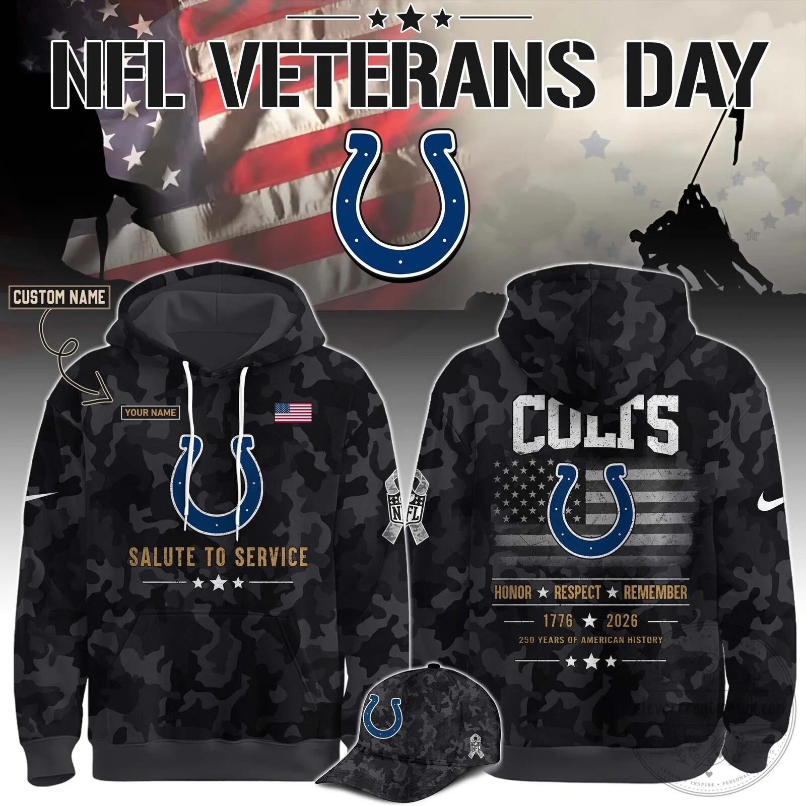 Indianapolis Colts NFL Veterans Day Salute To Service Camouflage Hoodie