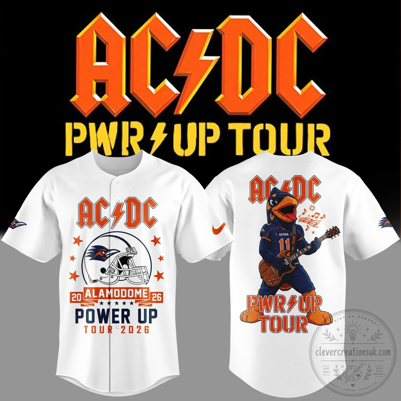 UTSA Football AC/DC Power Up Tour 2026 Baseball Jersey