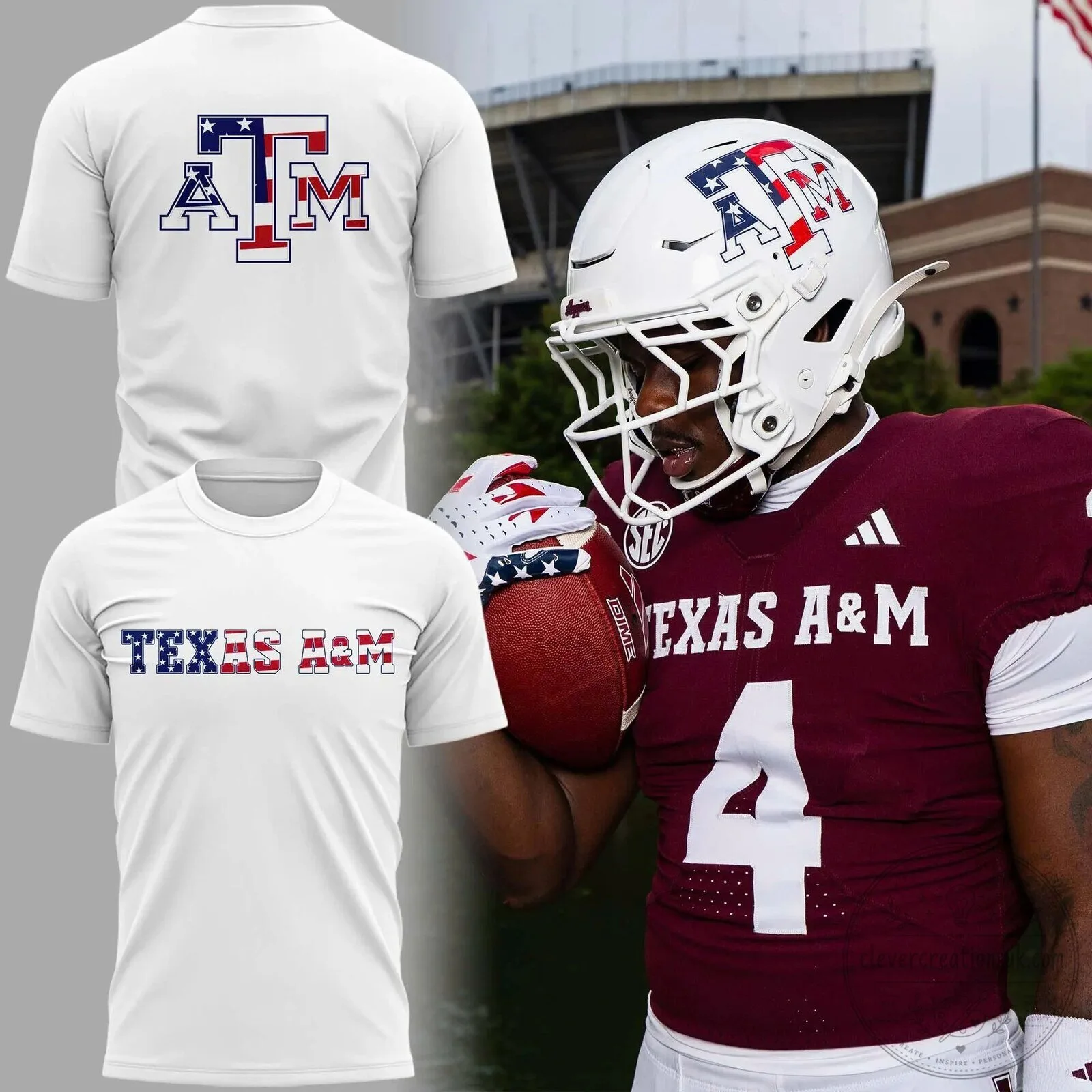TAMU NCAA Football "Salute to Service" White TShirt