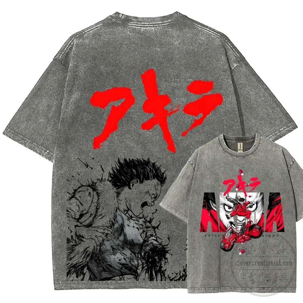 Akira Kaneda Shotaro Anime Manga Japanese Washed T-Shirt
