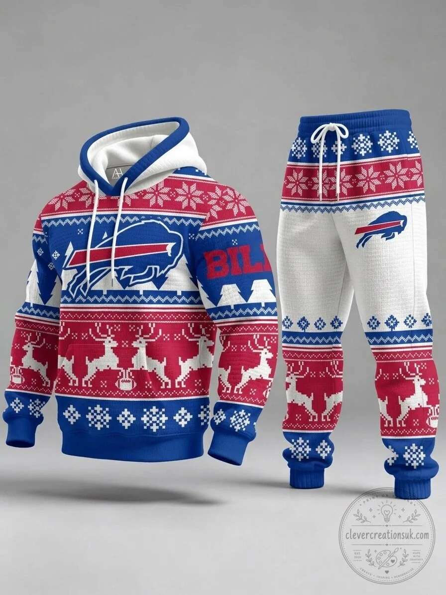 Buffalo Bills Christmas Ugly Sweater Hoodie and Jogger Pants Set