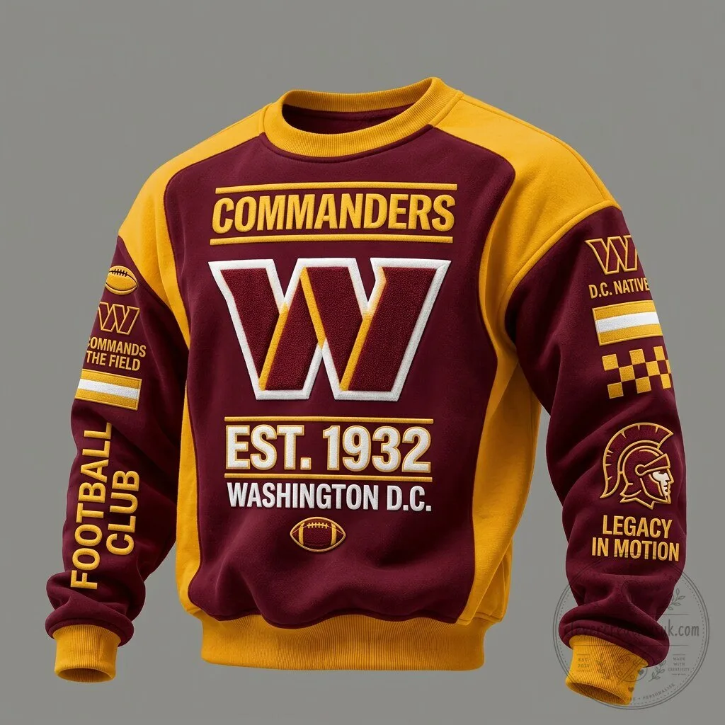 Washington Commanders Football Club Legacy In Motion Crewneck Sweatshirt
