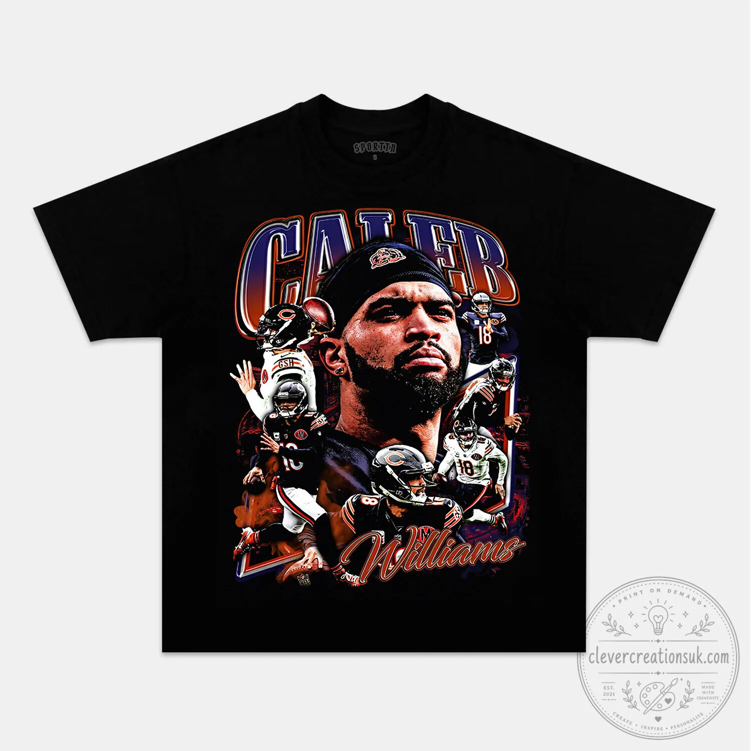 Caleb Williams Football Star Collage Graphic T-Shirt