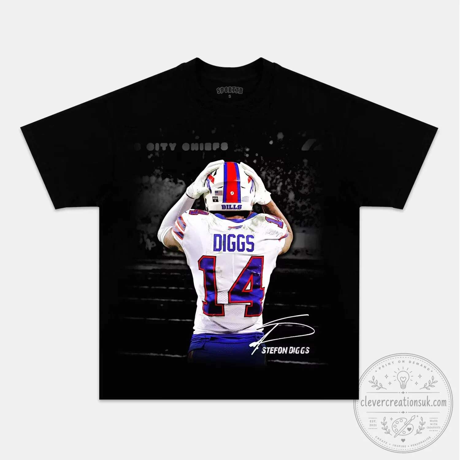 Stefon Diggs Buffalo Bills Number 14 Football Player Black T-Shirt