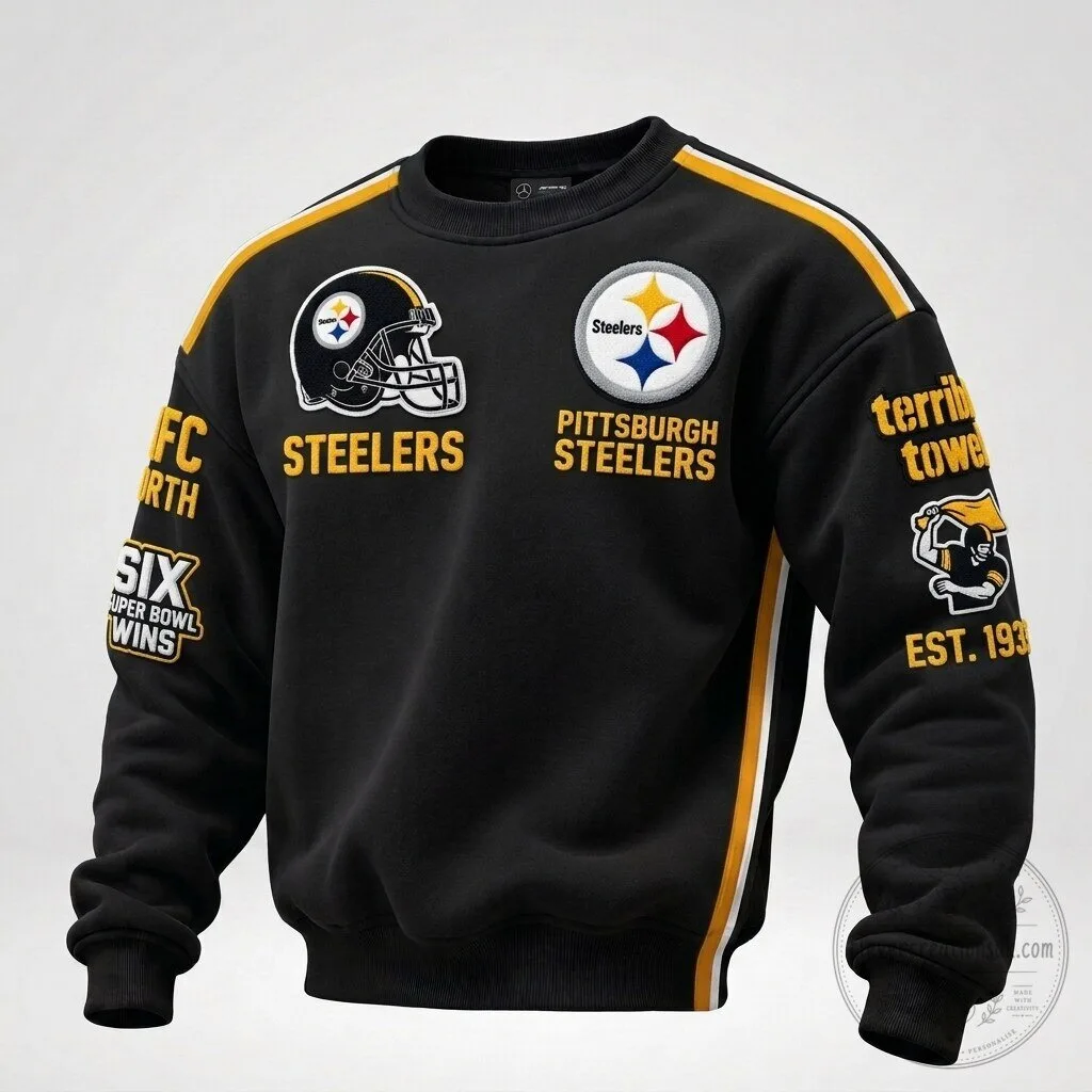 Pittsburgh Steelers Vintage Black and Gold Six-Time Champions Sweatshirt