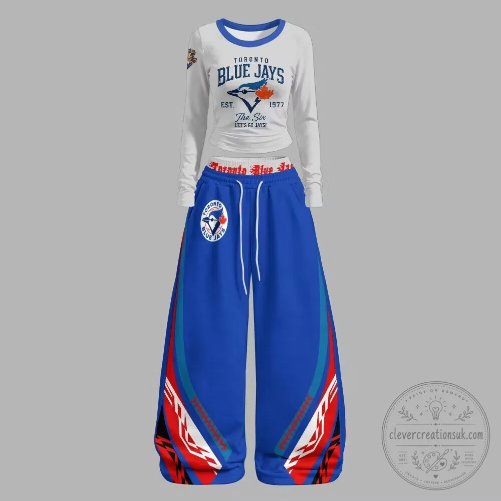 Toronto Blue Jays Baseball Team Long-Sleeve Shirt and Pants Set for Women