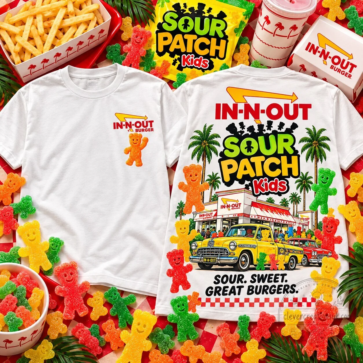 In-N-Out Burger Sour Patch Kids Retro Graphic T-Shirt