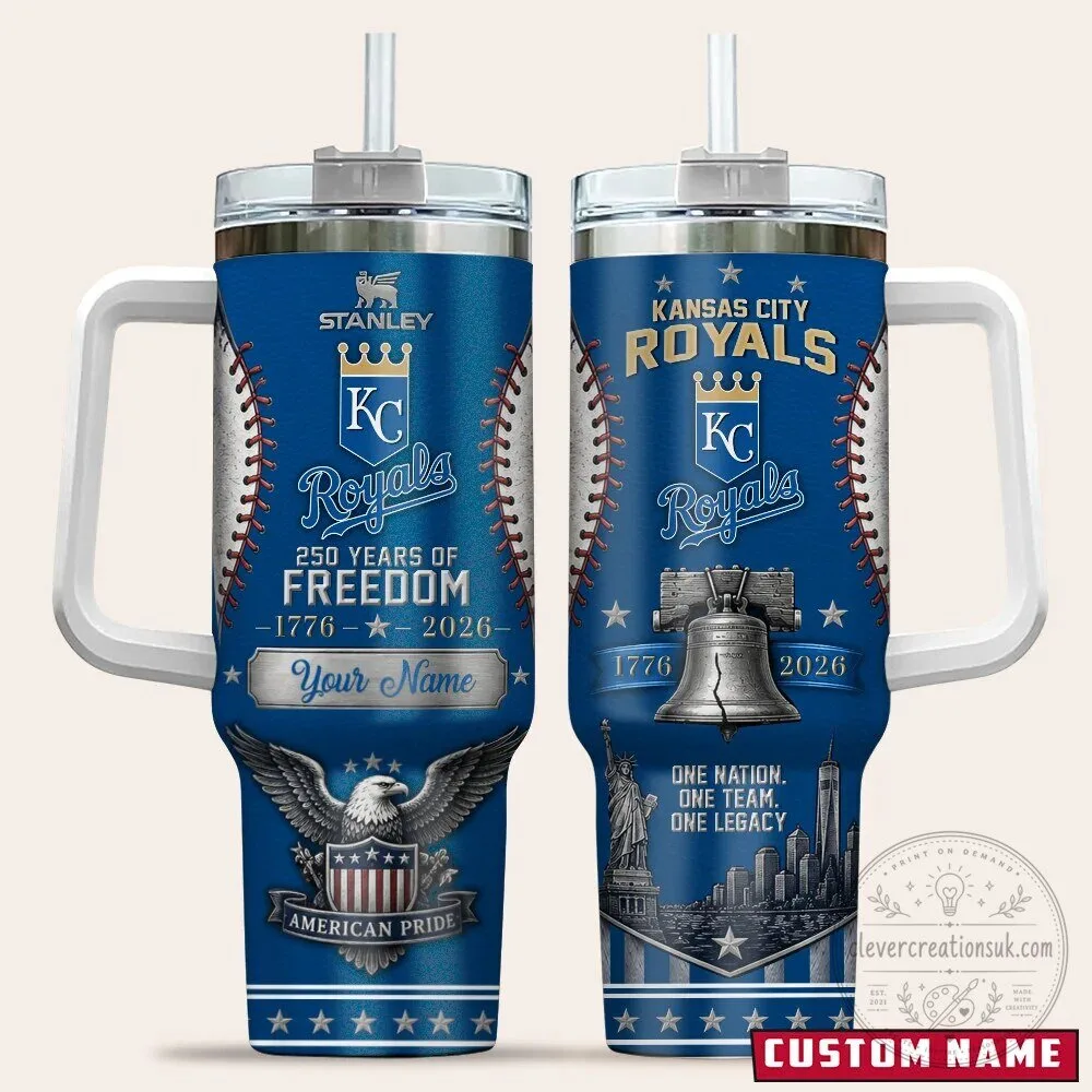 Kansas City Royals Baseball Personalized Tumbler, 250 Years of Freedom American Pride