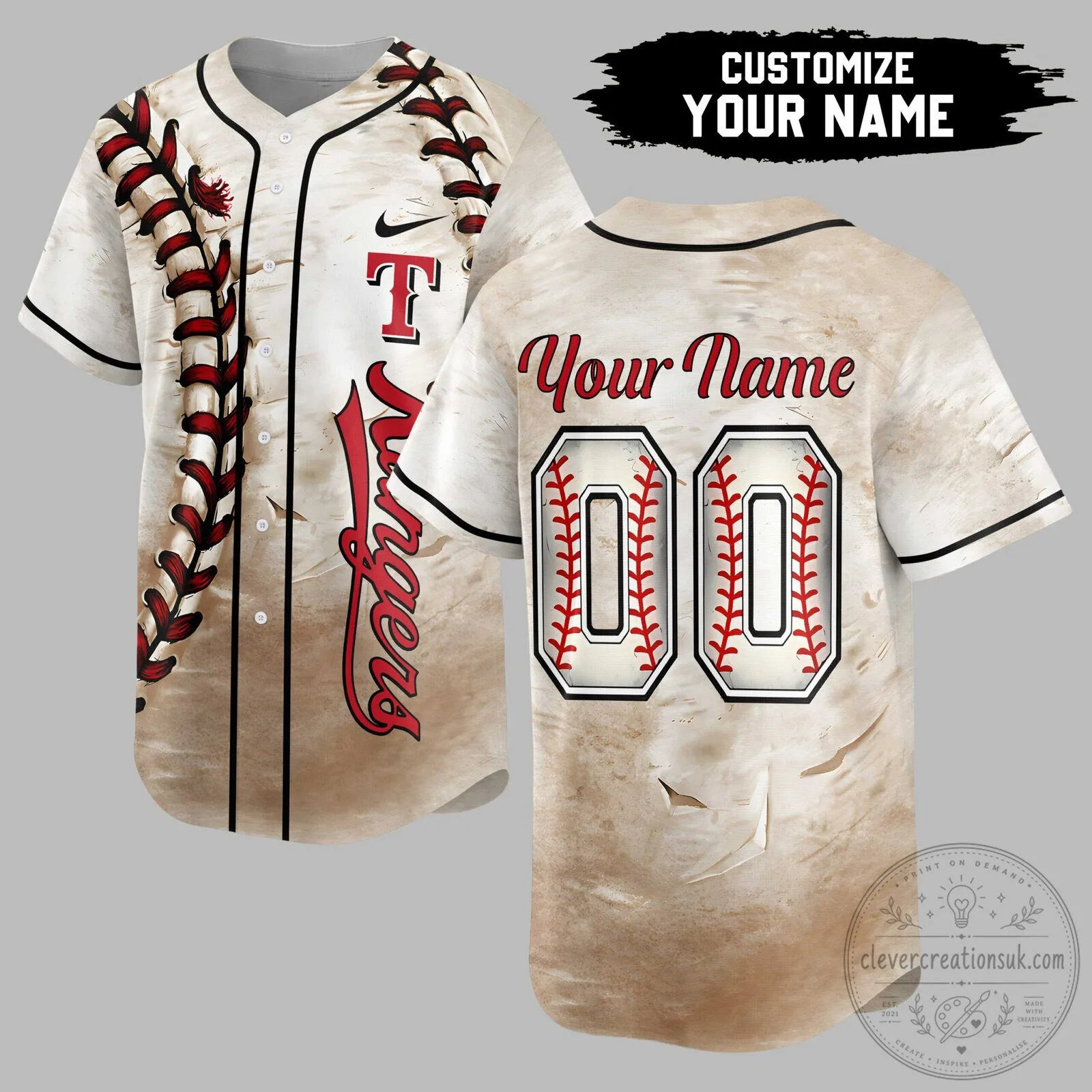 Texas Rangers Baseball Stitch Custom Name and Number Baseball Jersey