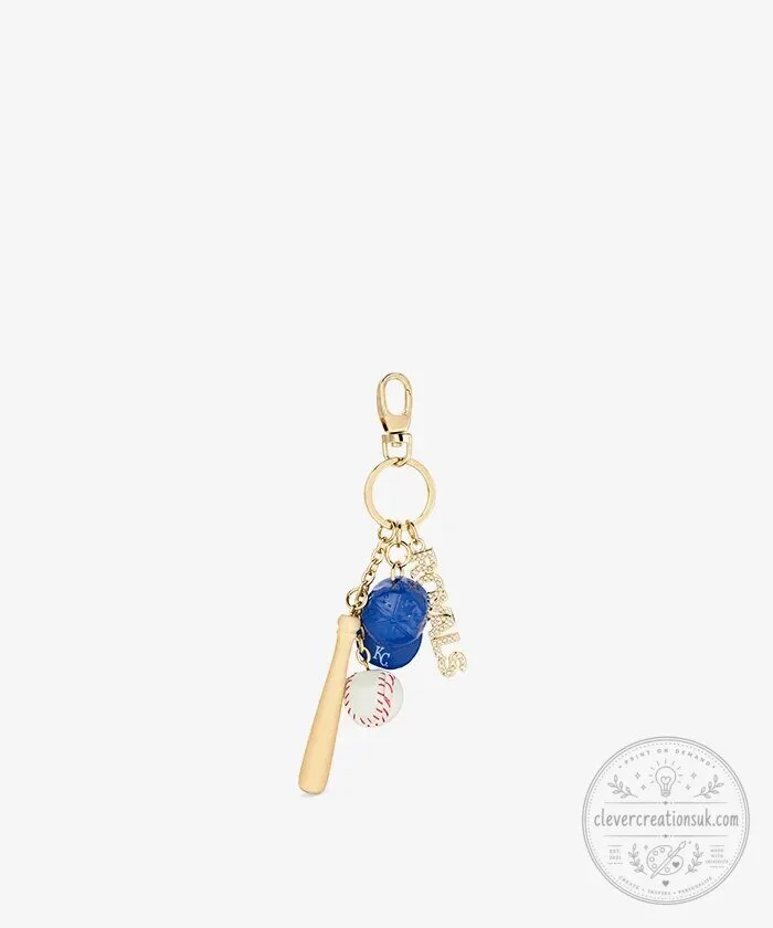 Kansas City Royals Baseball Bat and Ball Keychain Charm