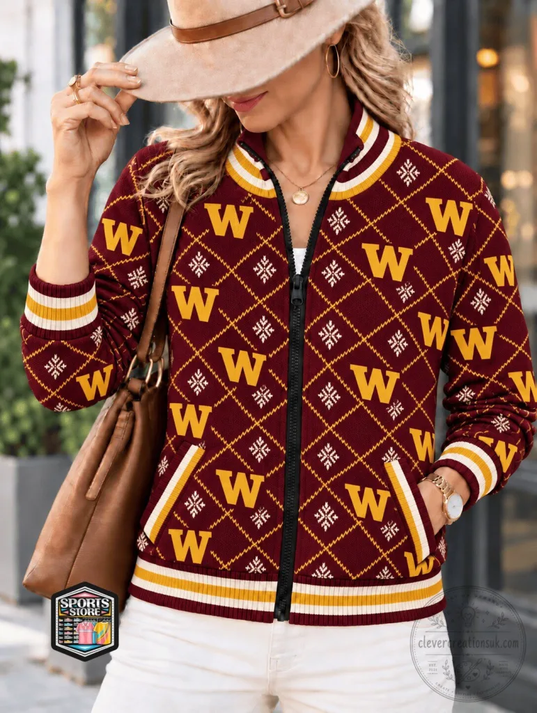 Washington Commanders Football Team Patterned Full-Zip Bomber Jacket