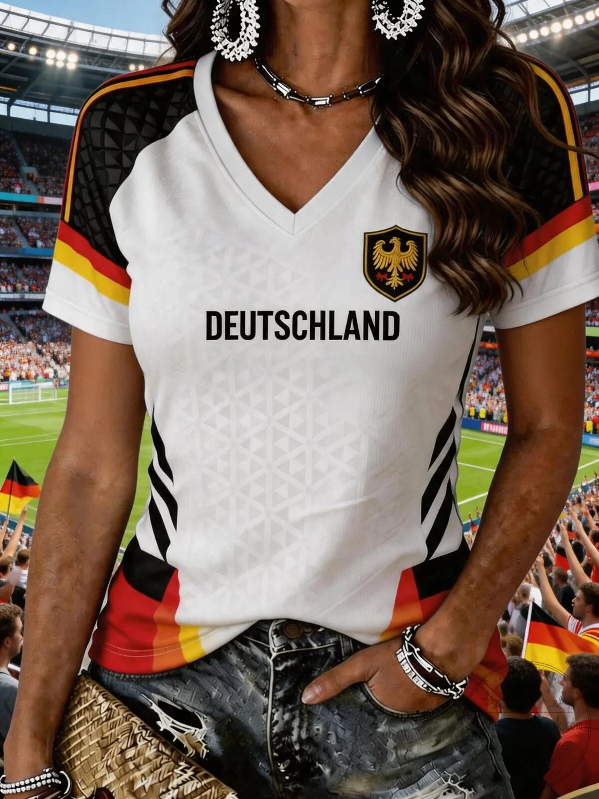 Germany National Football Team Deutschland Women's V-Neck T-Shirt