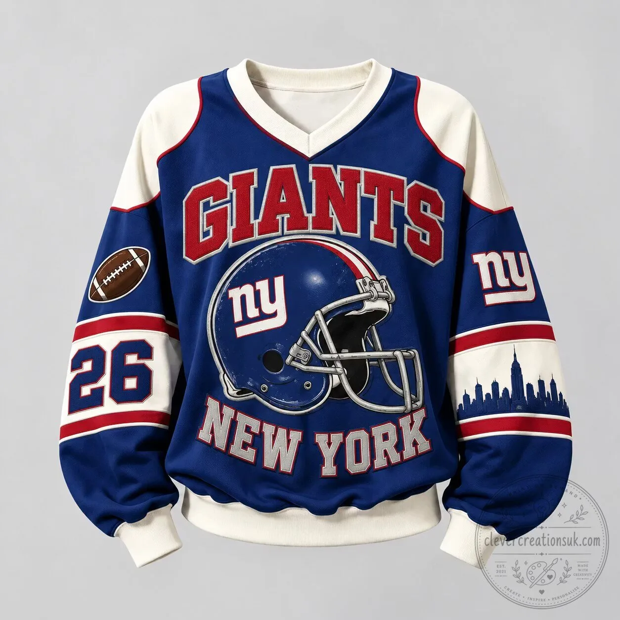 New York Giants Football Team Blue And Red Sweatshirt