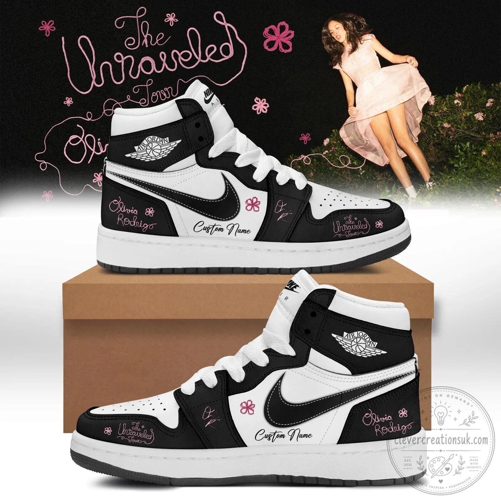 High-Top Sneakers with Custom Name from Olivia Rodrigo's The Unraveled Tour