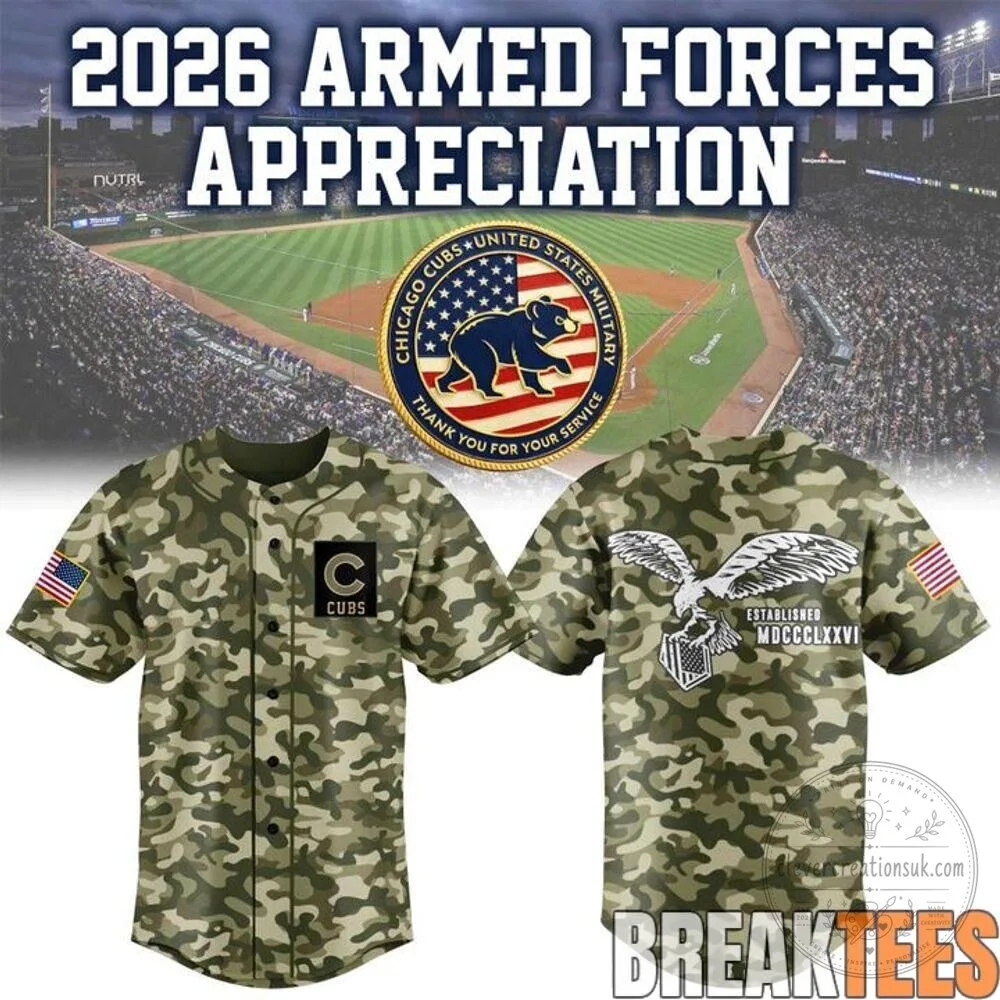 Chicago Cubs 2026 Armed Forces Appreciation Camouflage Baseball Jersey
