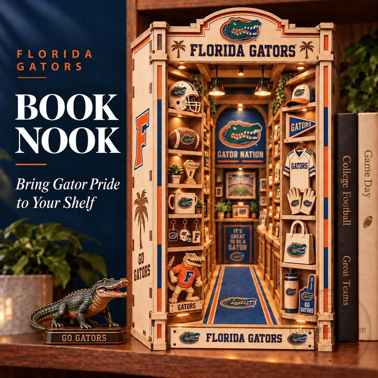 Florida Gators University College Football Team Book Nook Shelf Insert