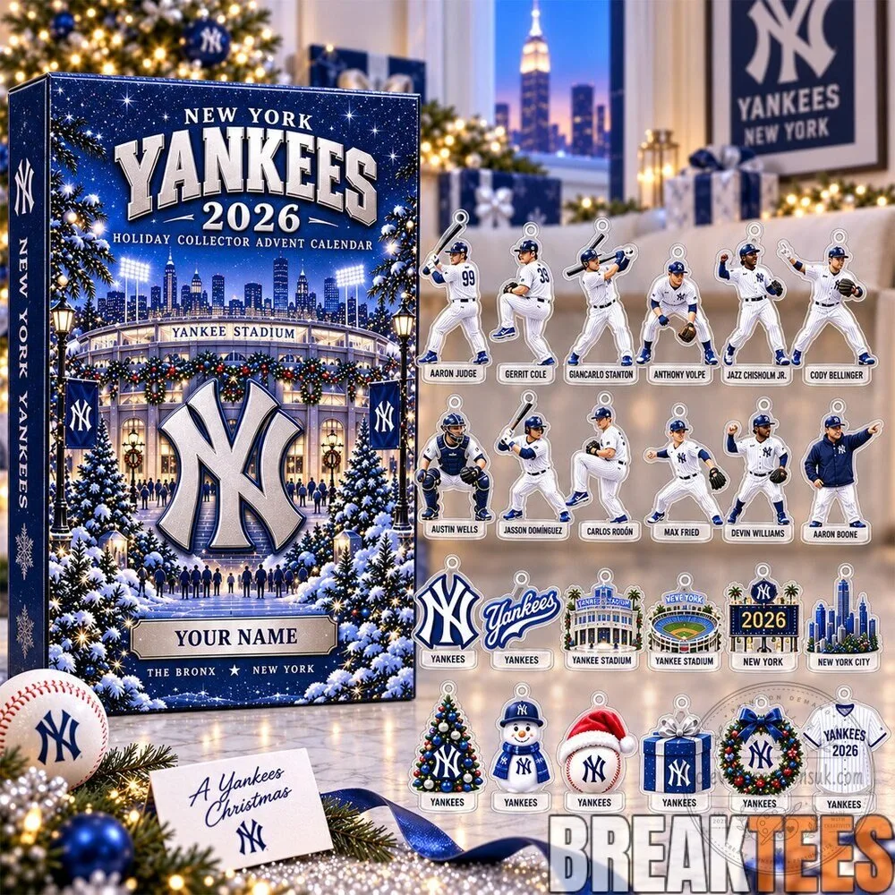 New York Yankees Holiday Collector Advent Calendar with Baseball Player Ornaments