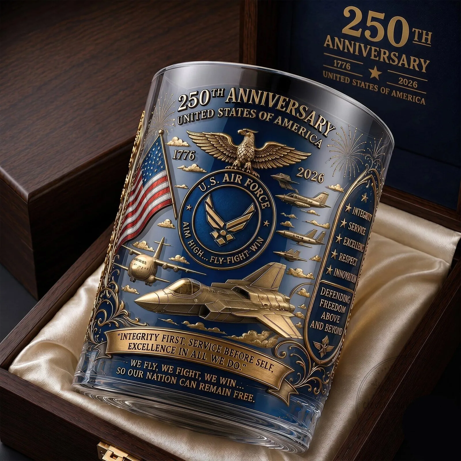 United States Air Force 250th Anniversary Commemorative Drinking Glass
