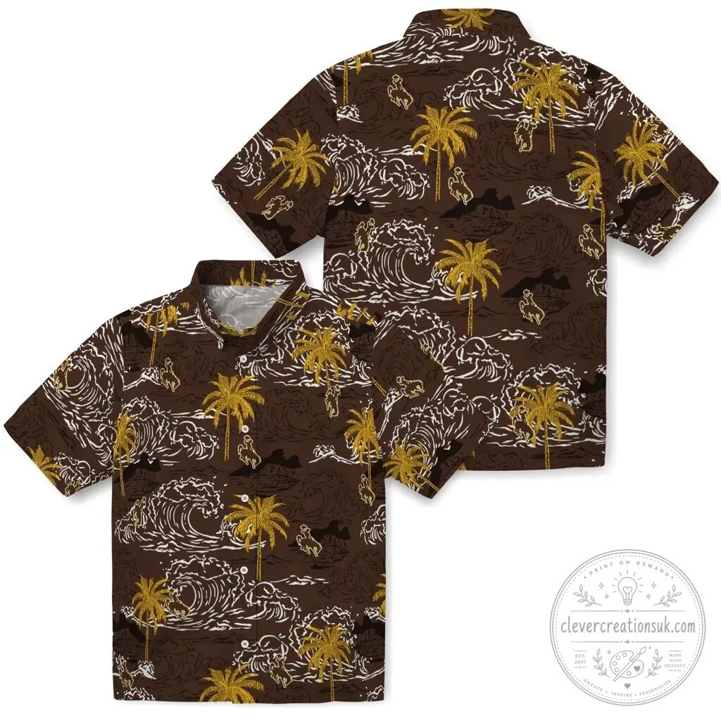 Wyoming Cowboys Hawaii Shirt Tropical Palm Trees Beach Summer Hawaiian Shirt