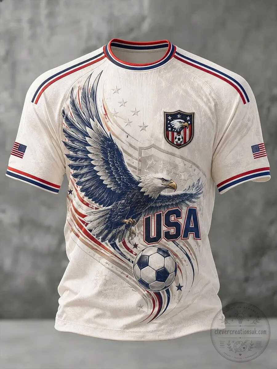 USA Soccer Men's Patriotic Eagle and Flag Graphic Football Jersey