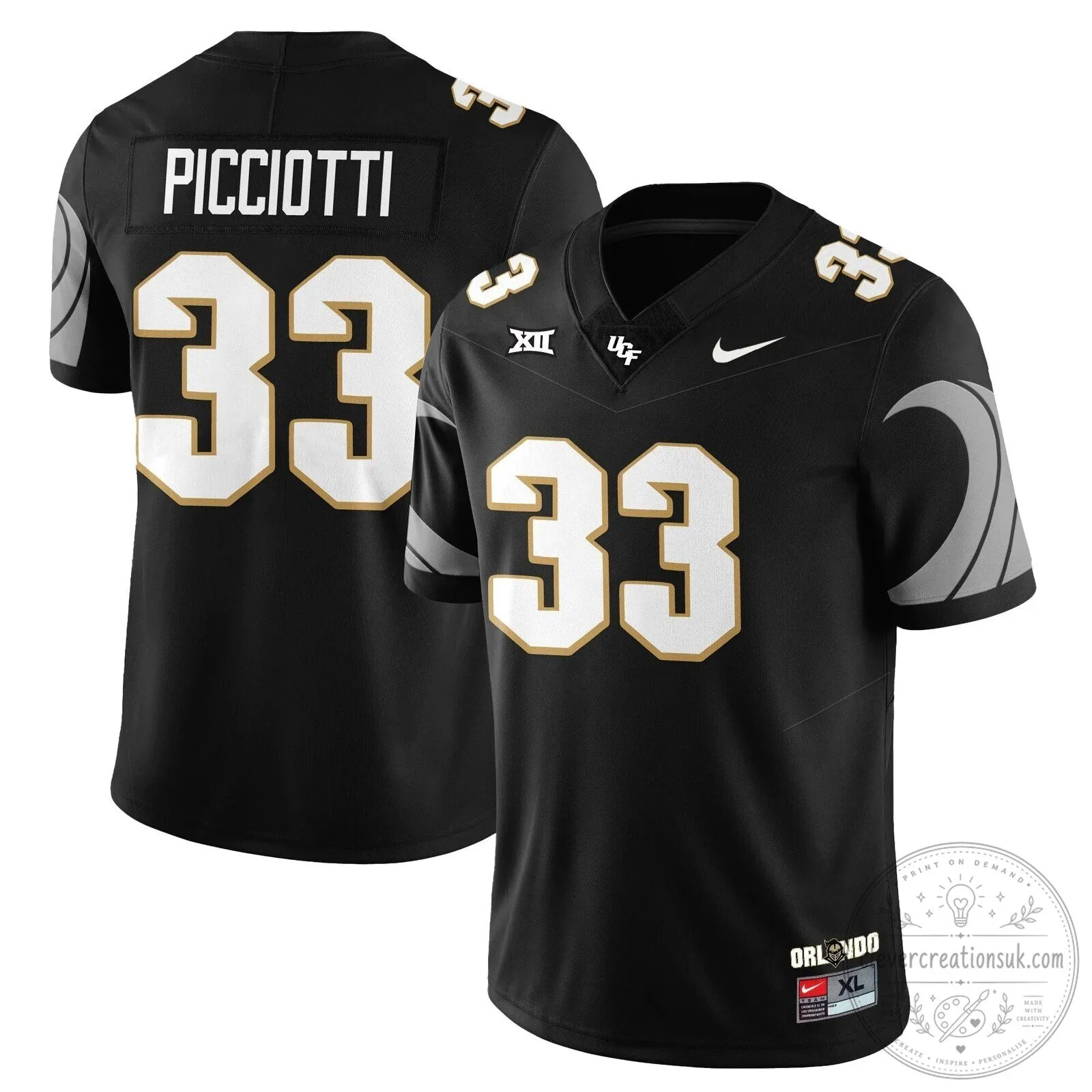 UCF Football Black Number 11 Brown Player Replica Football Jersey 27 UCF Football Black Number 11 Brown Player Replica Football Jersey