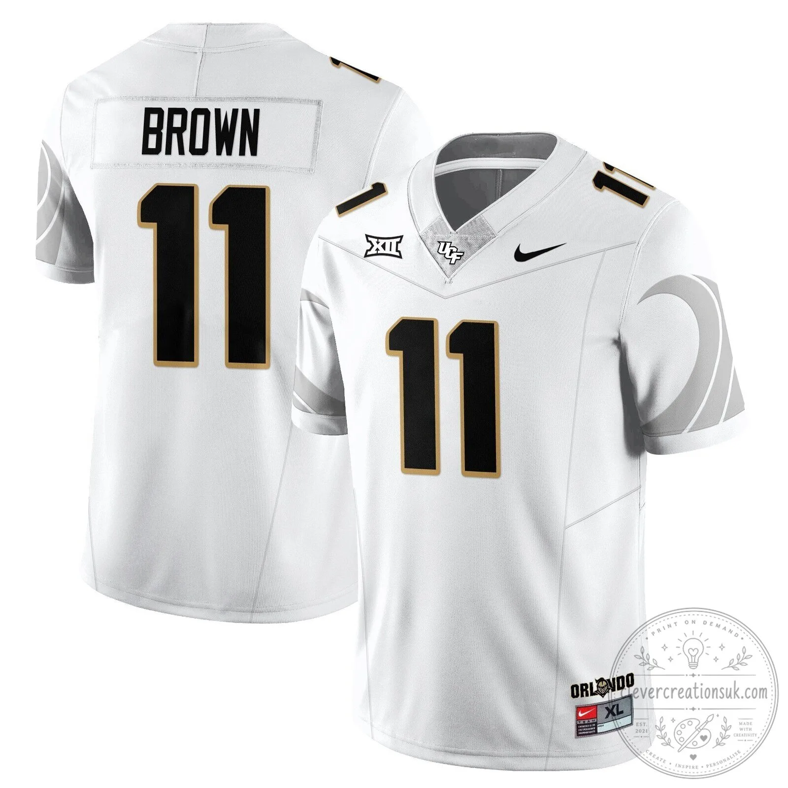 UCF Football Black Number 11 Brown Player Replica Football Jersey 30 UCF Football Black Number 11 Brown Player Replica Football Jersey