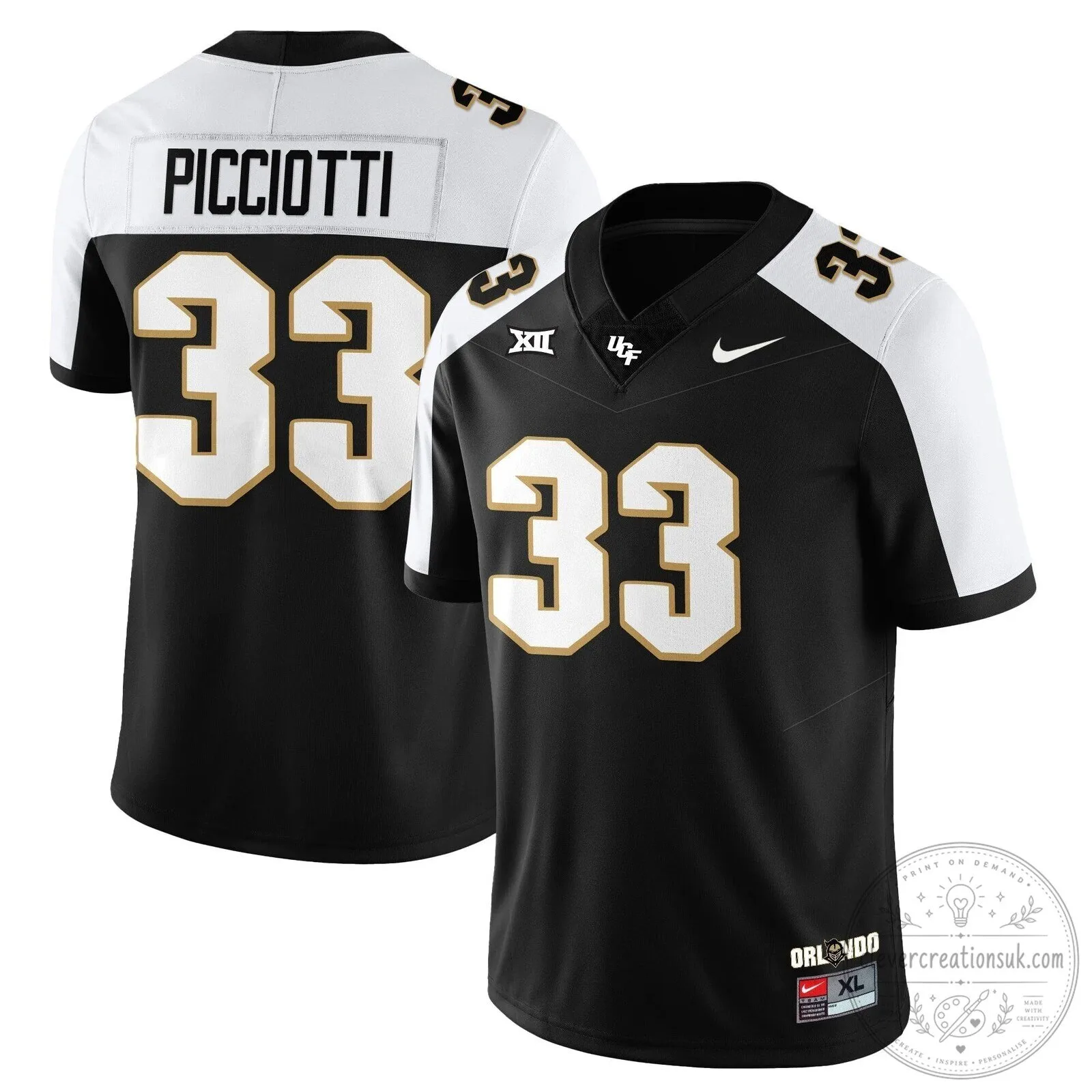 UCF Football Black Number 11 Brown Player Replica Football Jersey 39 UCF Football Black Number 11 Brown Player Replica Football Jersey