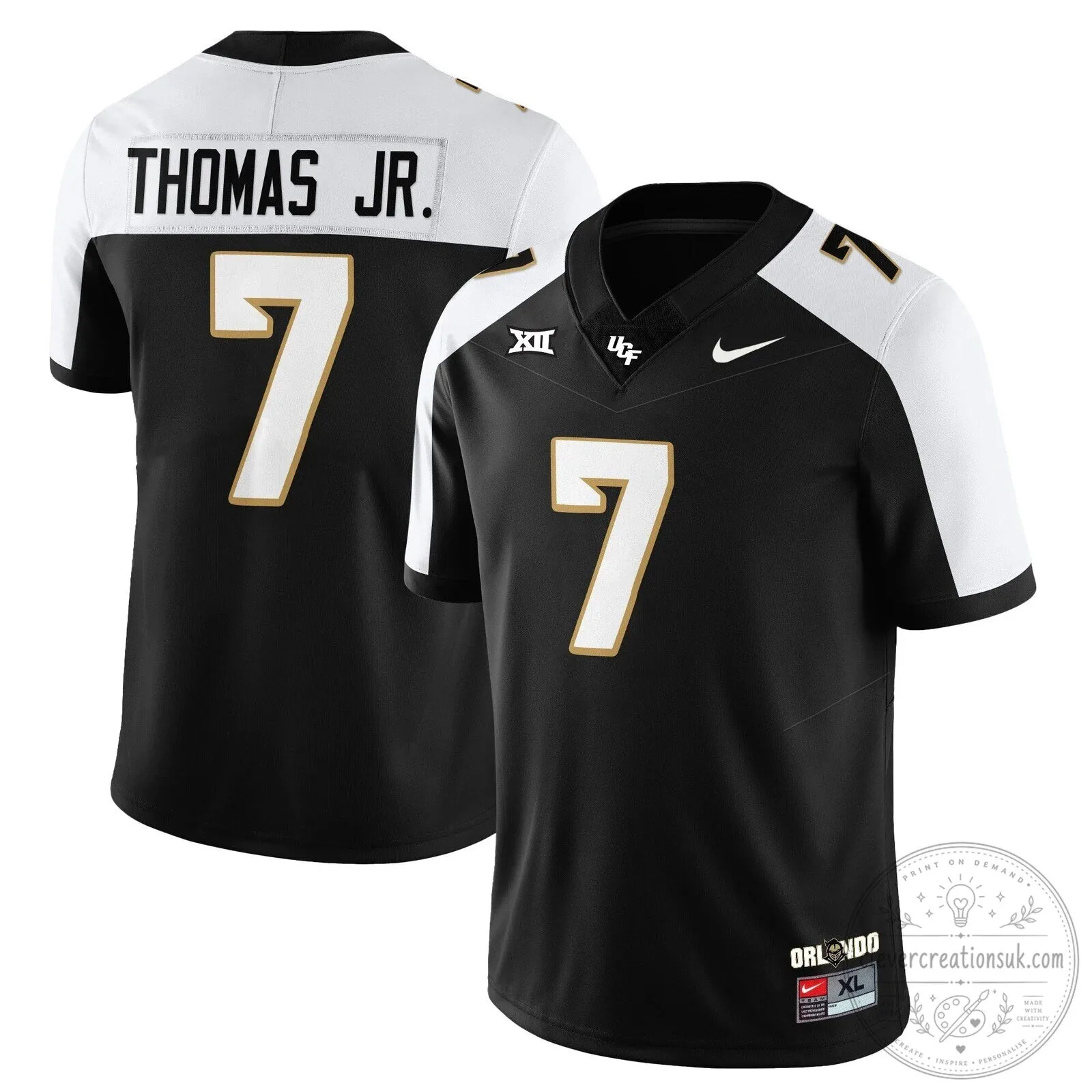 UCF Football Black Number 11 Brown Player Replica Football Jersey 40 UCF Football Black Number 11 Brown Player Replica Football Jersey