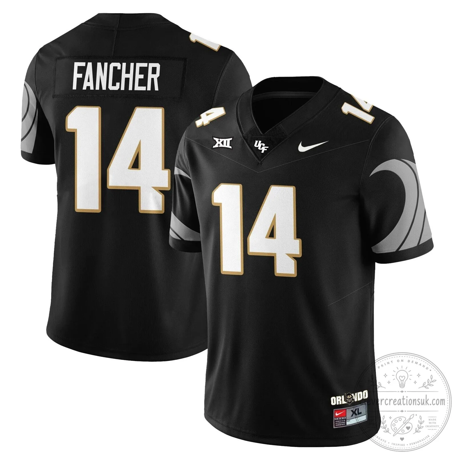 UCF Football Black Number 11 Brown Player Replica Football Jersey 43 UCF Football Black Number 11 Brown Player Replica Football Jersey