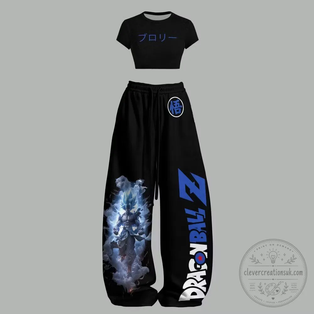 Dragon Ball Z Broly Super Saiyan Blue Women's Crop Top and Sweatpants Set