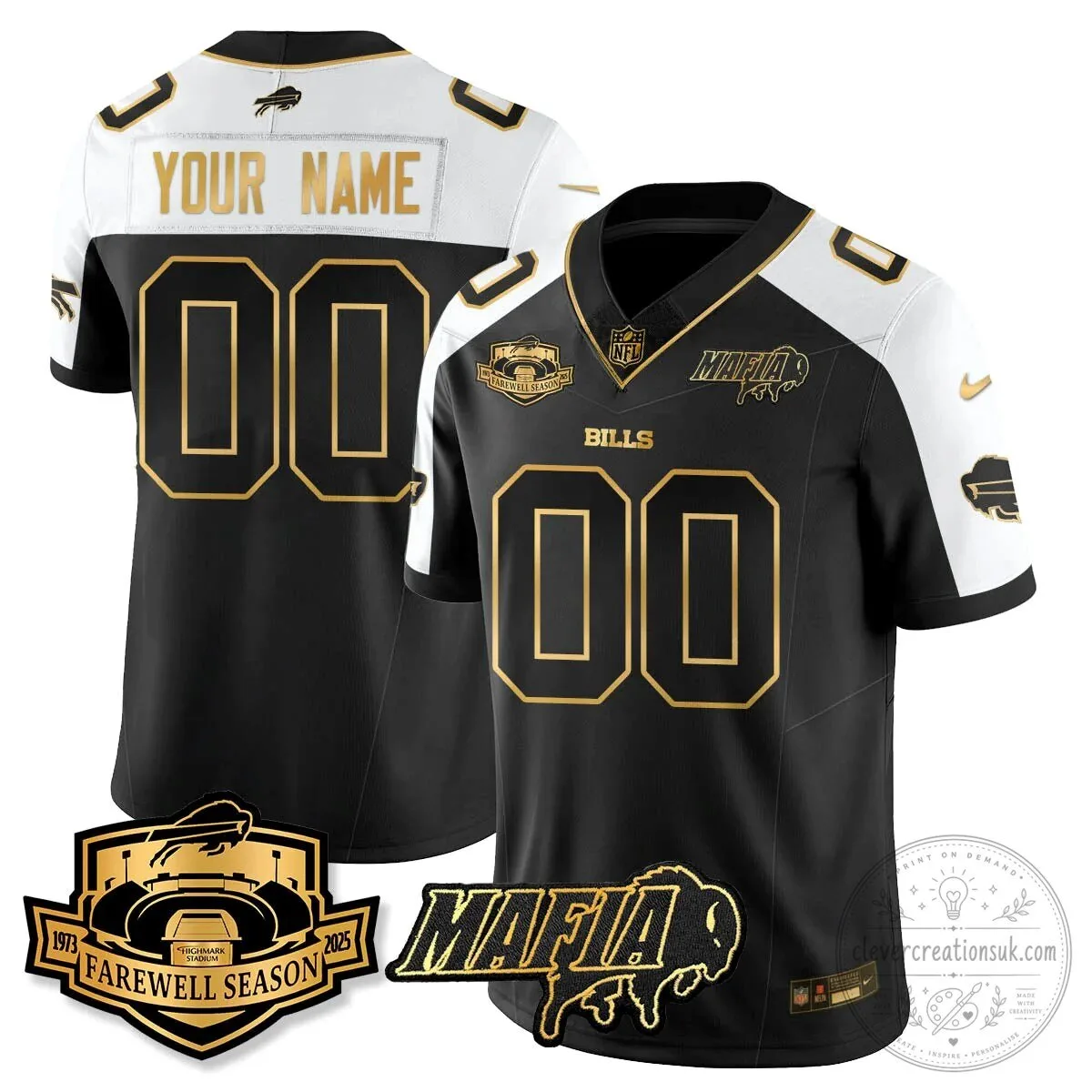 Buffalo Bills Mafia Farewell Season Black Gold Vapor Limited Custom Football Jersey