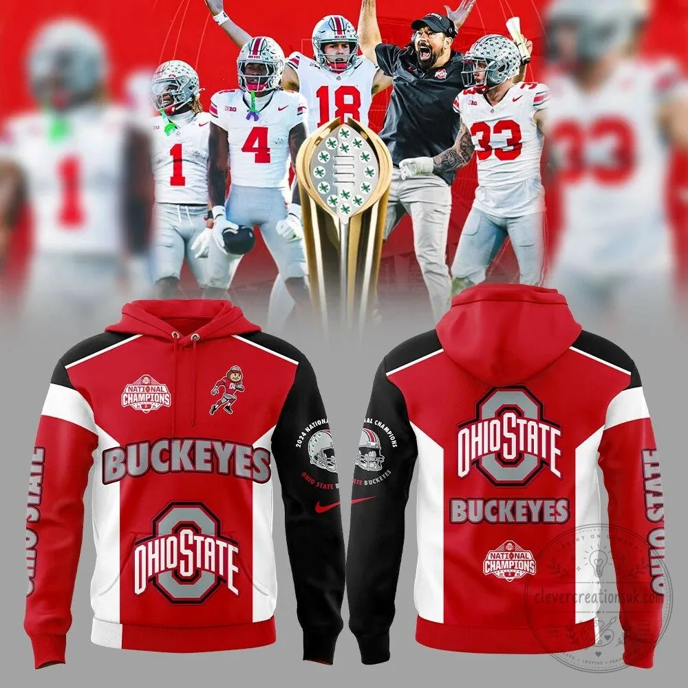 Ohio State Football National Champions Buckeyes Red Black Hoodie