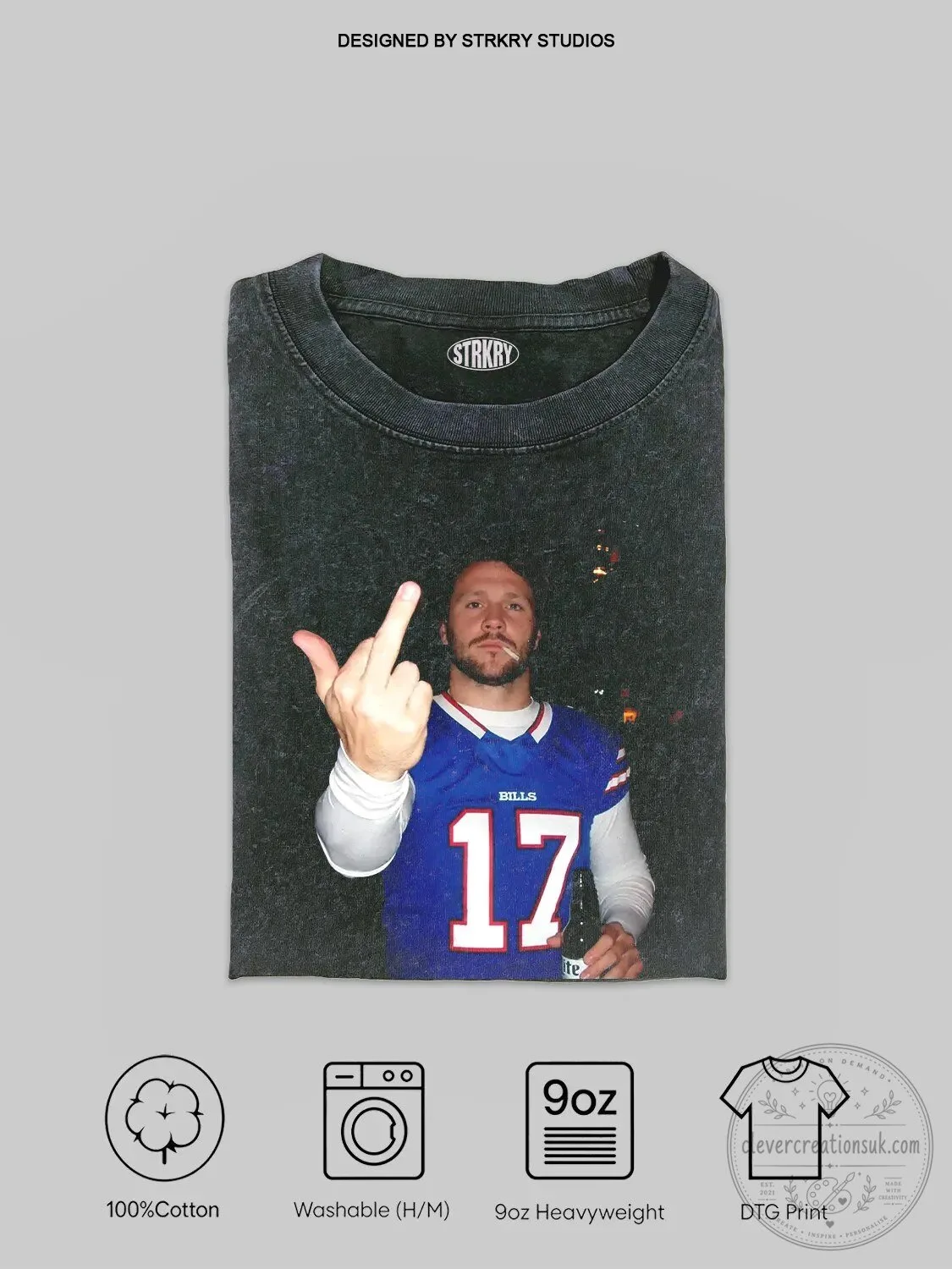 Buffalo Bills Football Fan T-Shirt featuring Josh Allen's Middle Finger Design