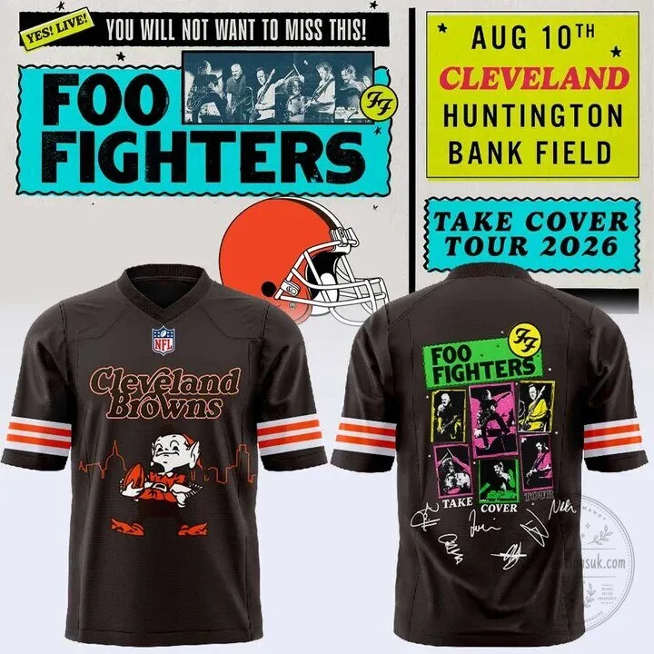 Cleveland Browns Football Jersey Foo Fighters Take Cover Tour 2026