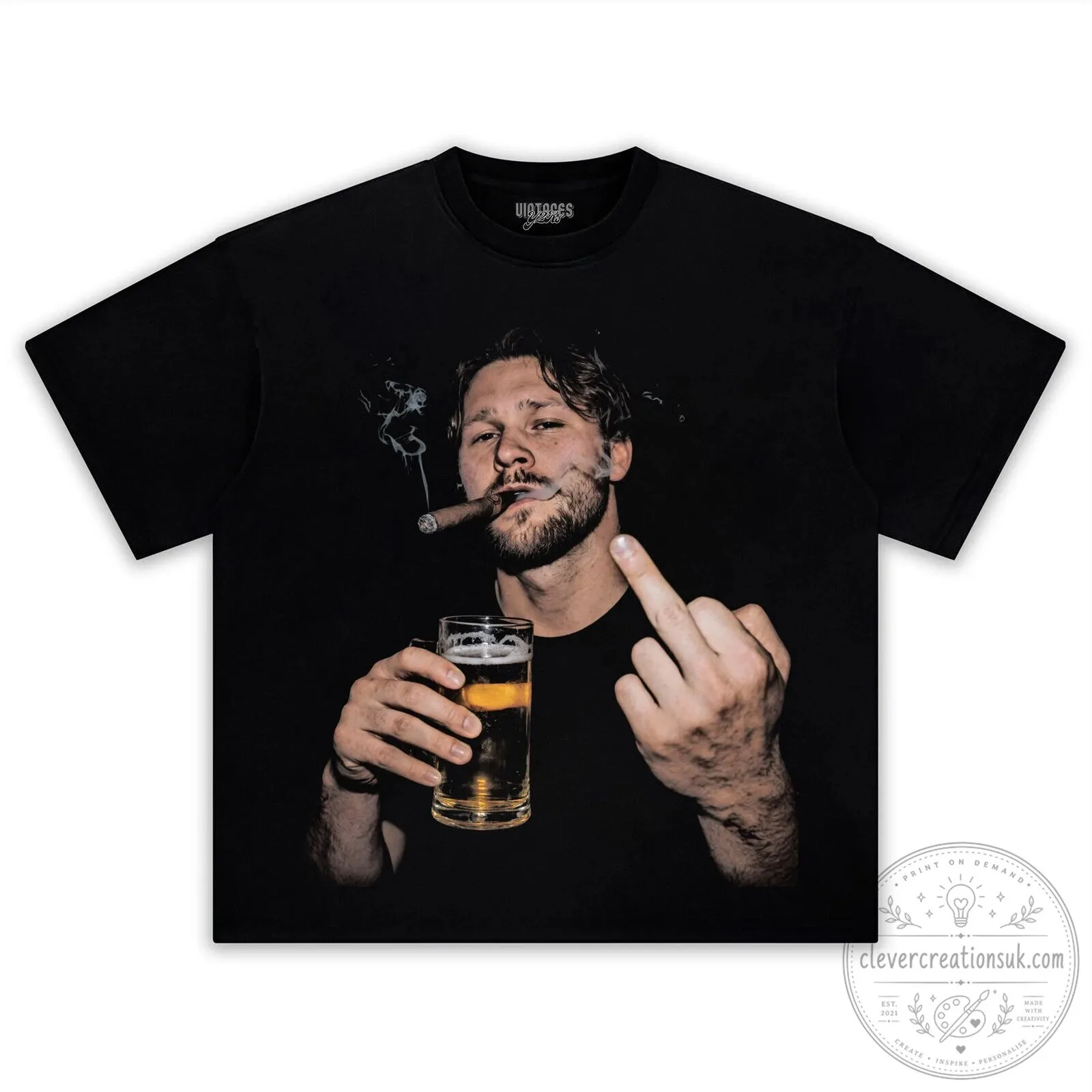 Josh Allen Flipping The Bird Meme Black T-Shirt
