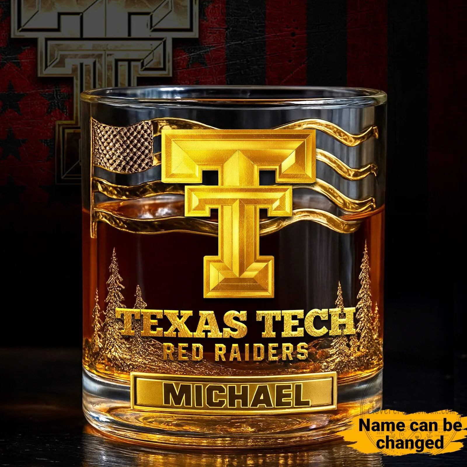 Texas Tech Red Raiders Personalized Whiskey Glass