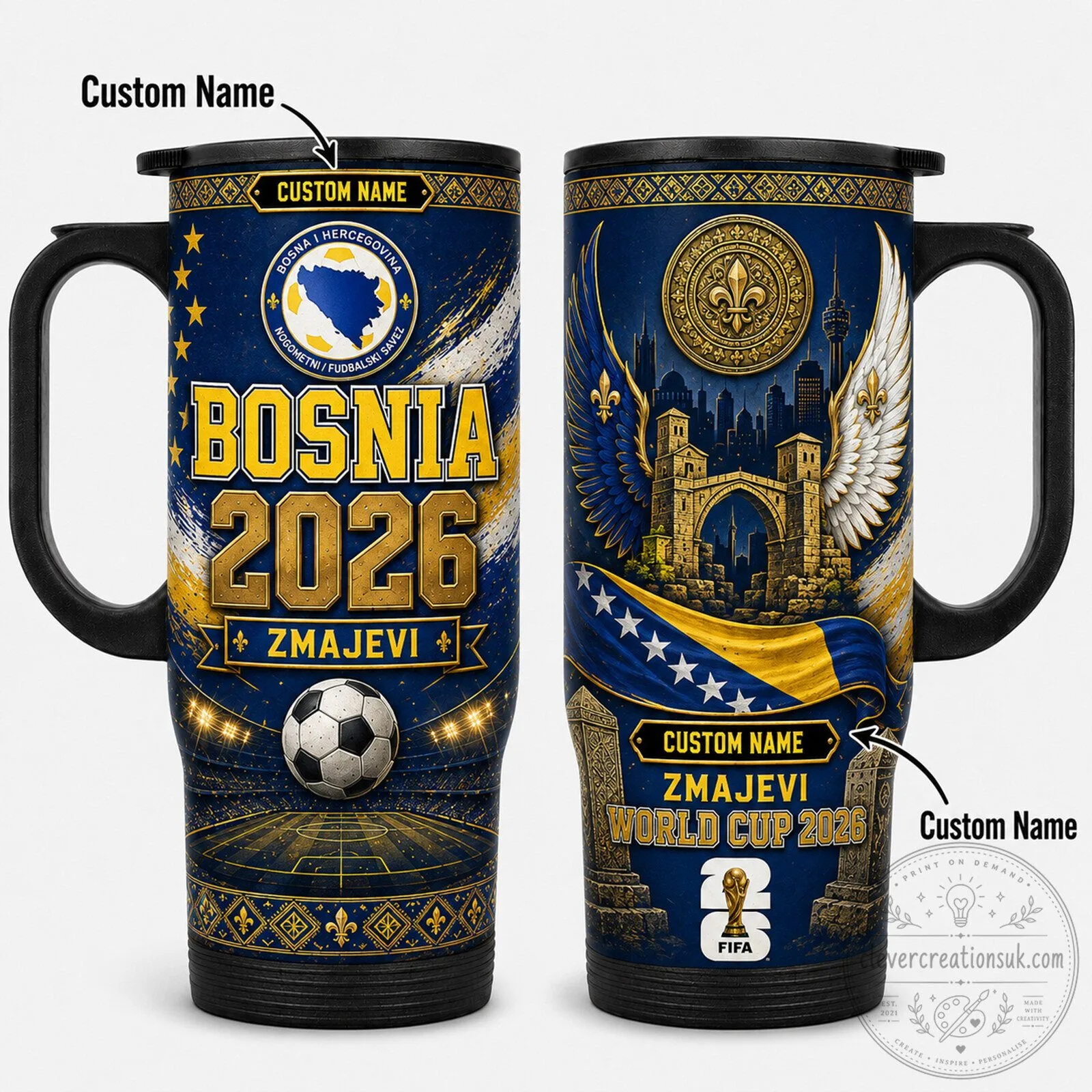 Bosnia and Herzegovina Football World Cup 2026 Zmajevi Travel Tumbler