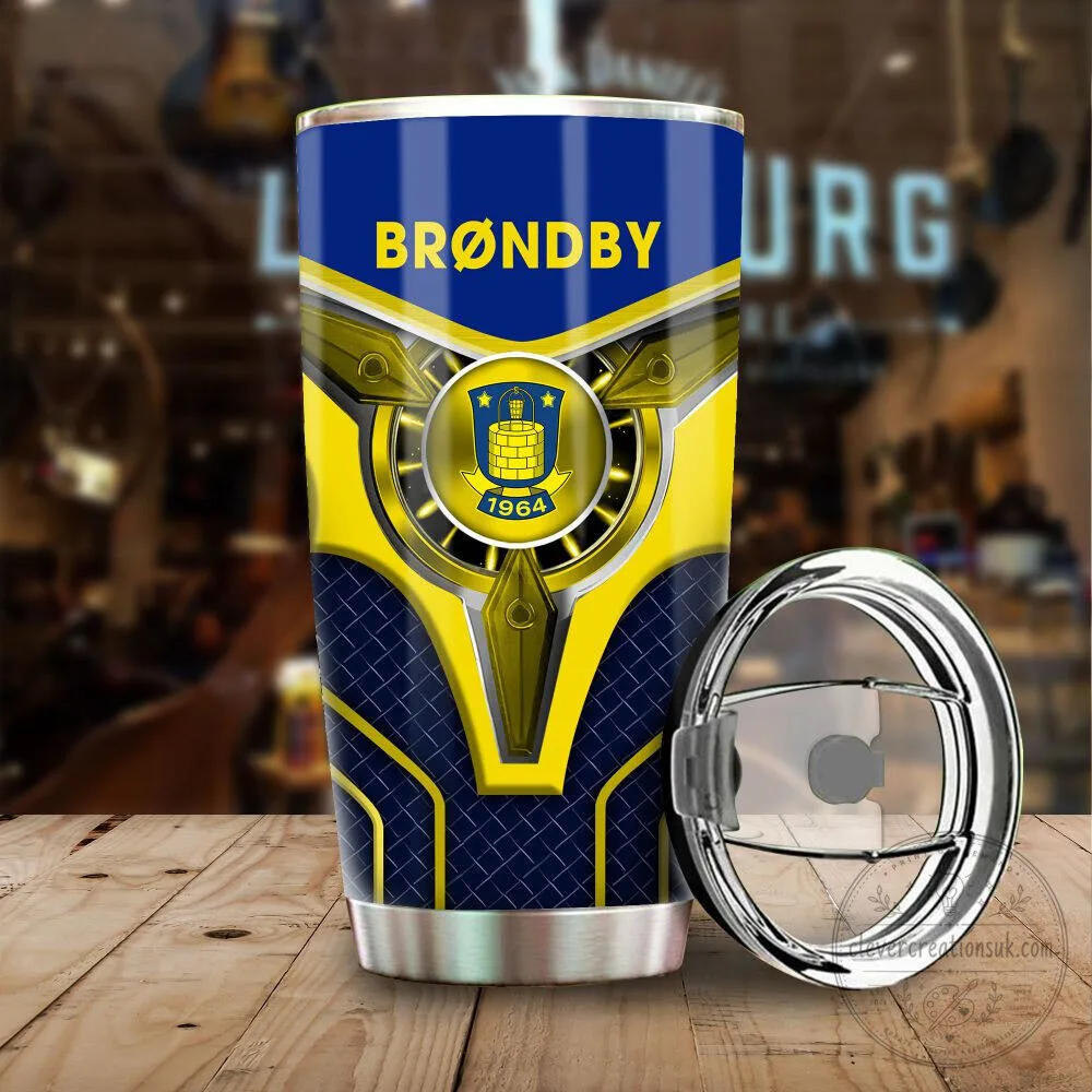 Brøndby IF Football Club Blue and Yellow Stainless Steel Tumbler