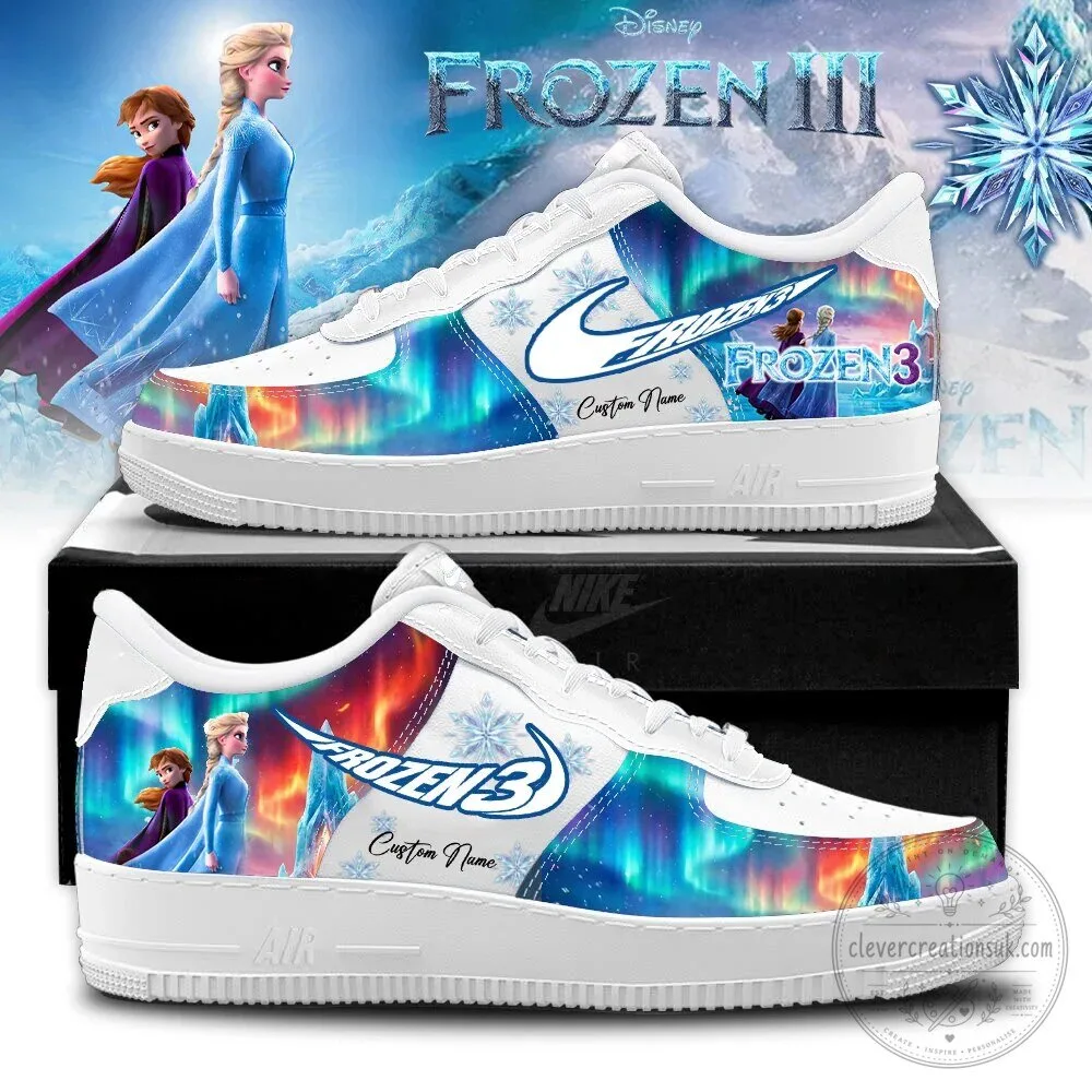 Disney Frozen 3 Elsa Anna Custom Name White Low Top Sneakers