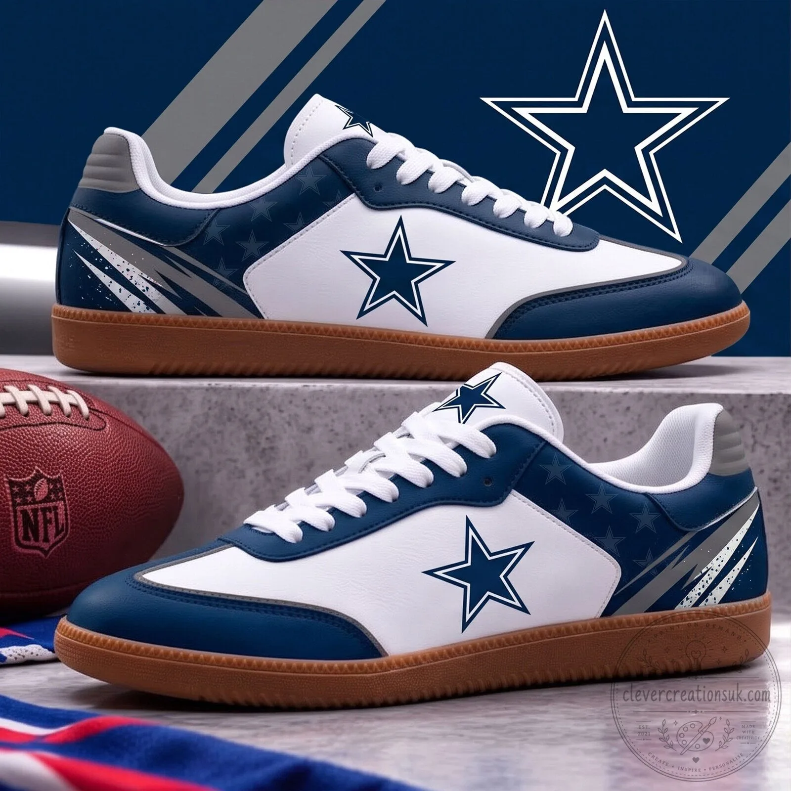 Dallas Cowboys NFL Team Logo White and Blue Fan Shoes