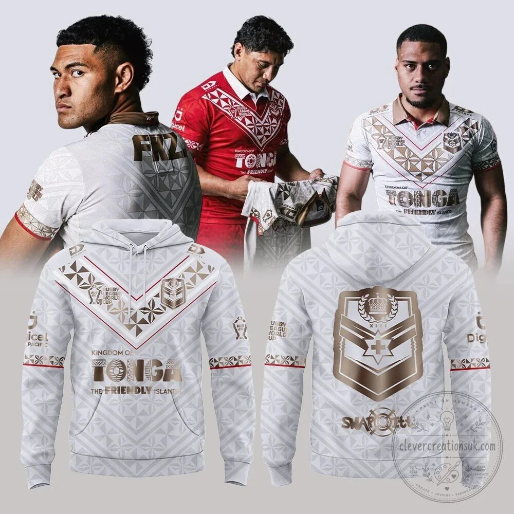 Tonga Rugby League 2026 World Cup White Full Print Hoodie