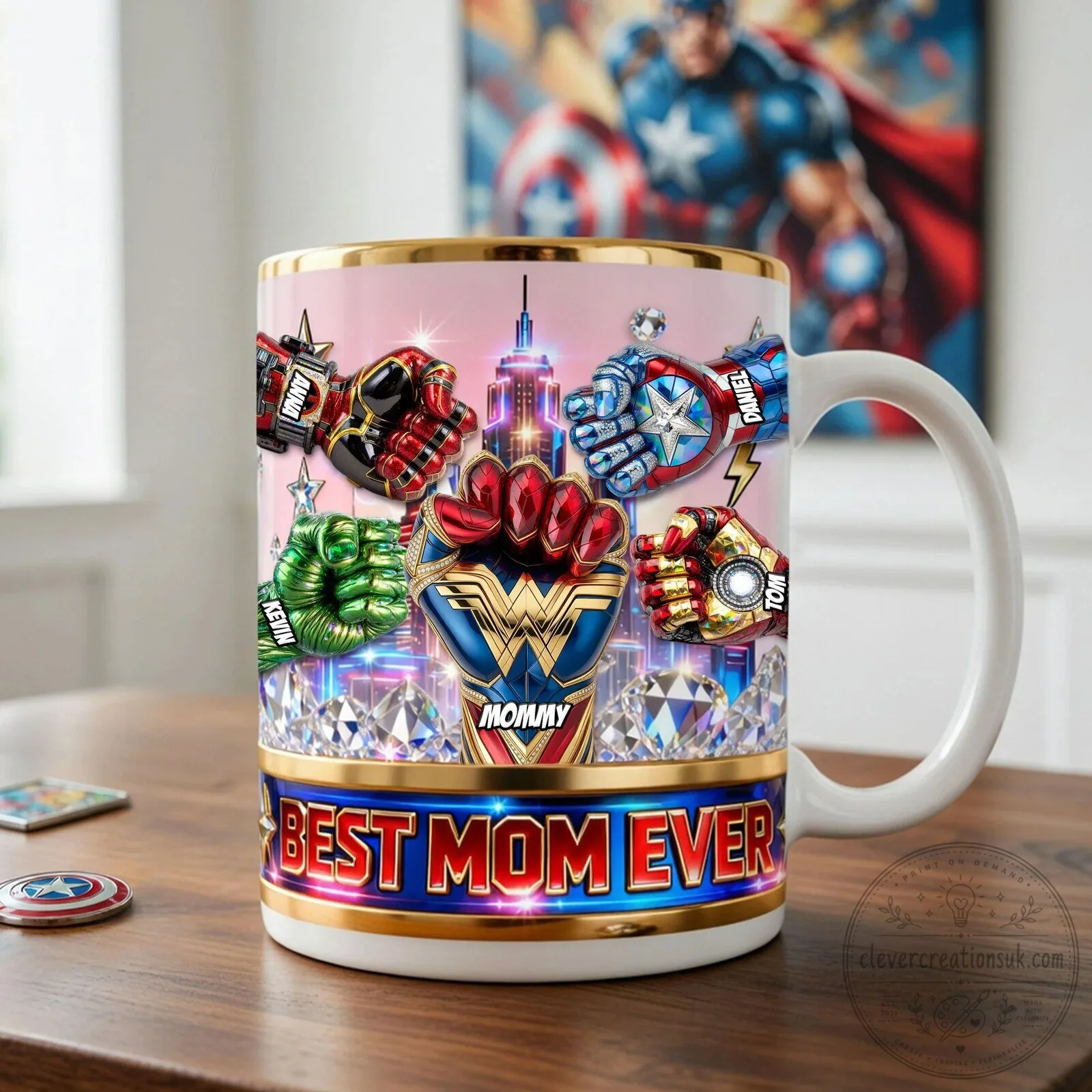 Personalized Best Mom Ever Superhero Fist Bump Coffee Mug for Mother's Day 8 Personalized Best Mom Ever Superhero Fist Bump Coffee Mug for Mother