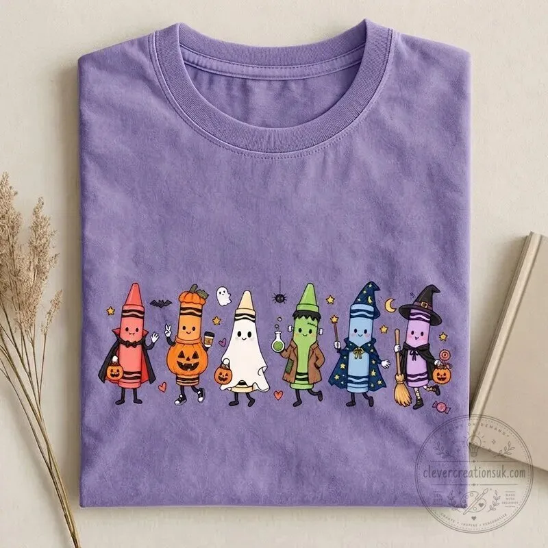 Cute Crayon Halloween Costume Party Teacher T-Shirt