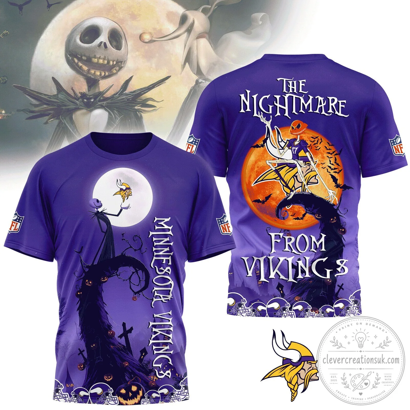 Minnesota Vikings Jack Skellington The Nightmare Before Christmas Halloween T-Shirt