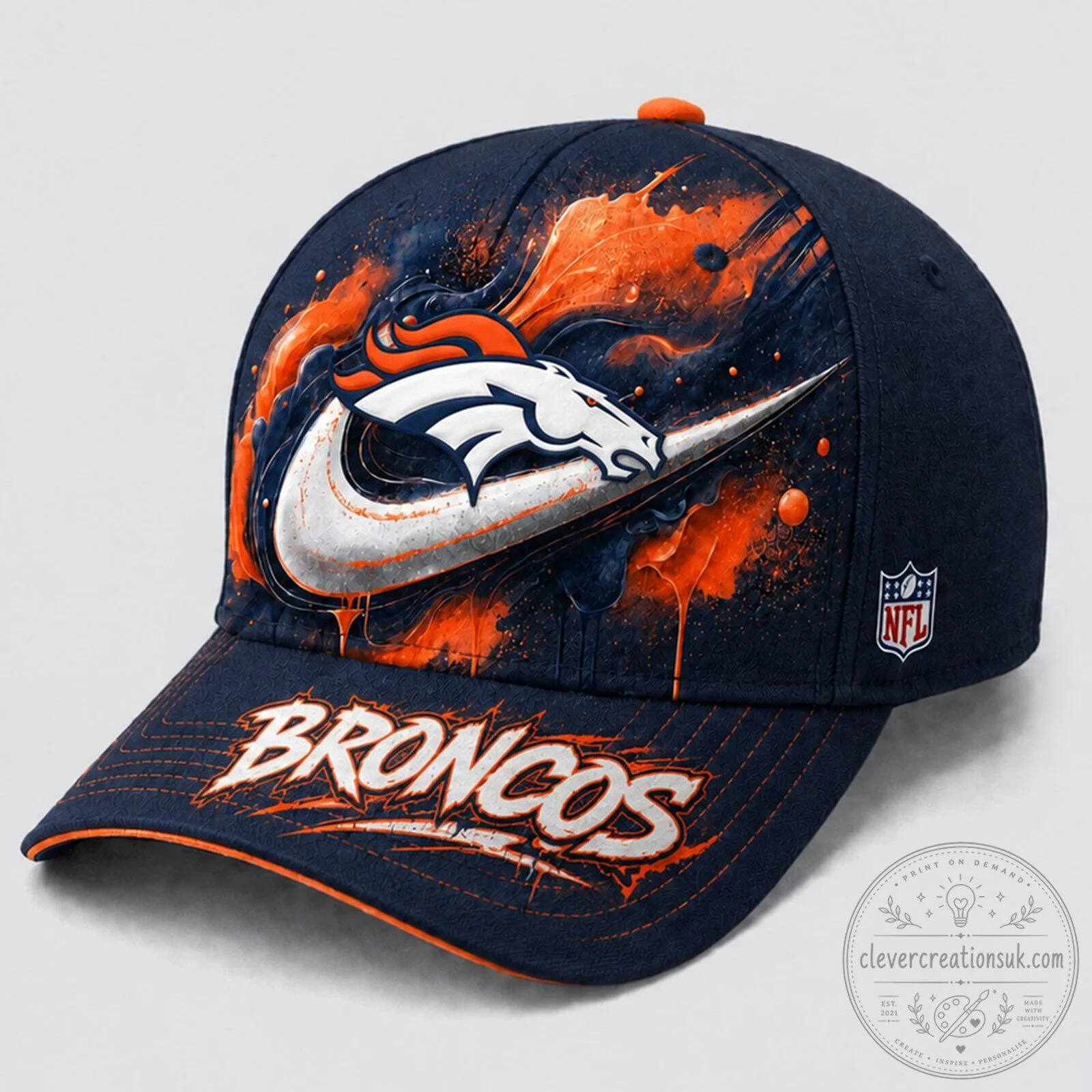 Denver Broncos Paint Burst Fan Pride NFL Football Team Cap Hat
