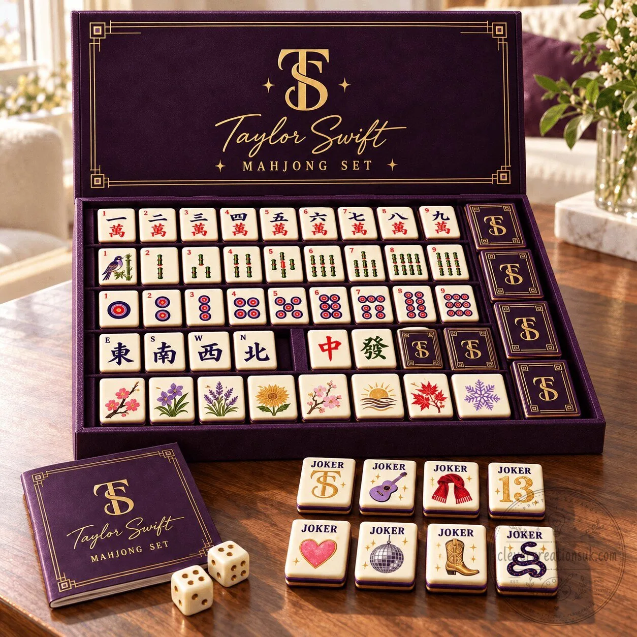 Taylor Swift Themed Mahjong Set with Custom Tiles and Storage Case